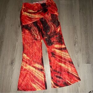 Annorlunda Lava Print Lace Skirt Overlay Pants Size 10
